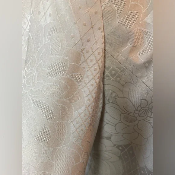 Gorgeous! Talbots Car Coat Floral Jacquard Long Line Jacket Vanilla Off-White 8P - Picture 12 of 16